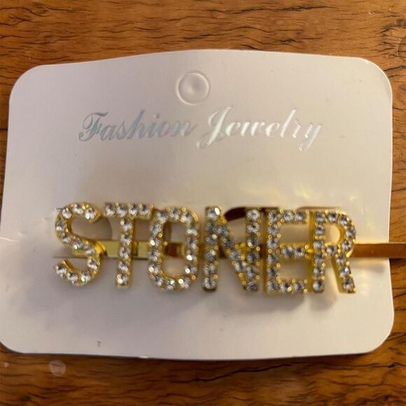 STONER Gold & Rhinestone Hair Clip - Picture 2 of 3
